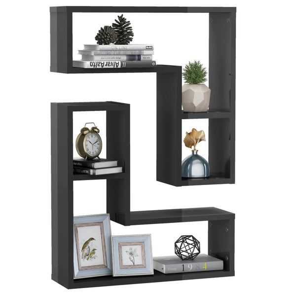 Wandregale Grau Hochglanz 50x50cm, 2er Set