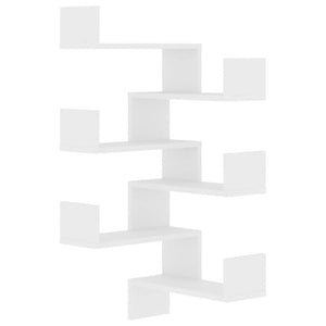Weiße Eckregale für die Wandmontage, 2er-Set