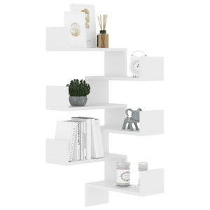 Weiße Eckregale für die Wandmontage, 2er-Set