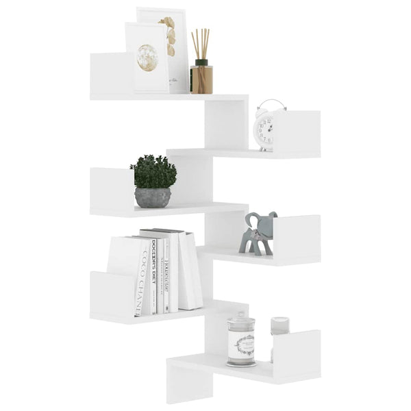 Weiße Eckregale für die Wandmontage, 2er-Set