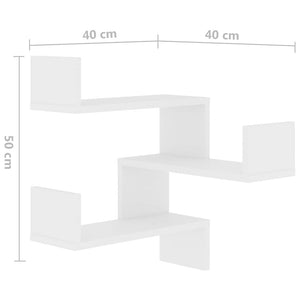 Weiße Eckregale für die Wandmontage, 2er-Set