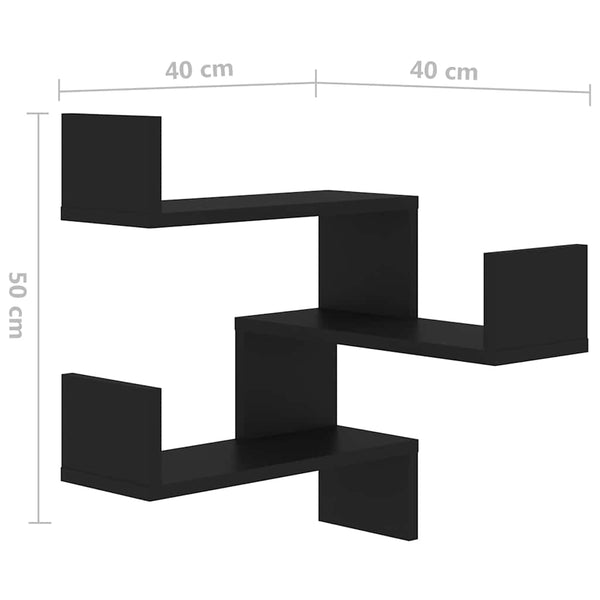 Schwarzes Wand-Eckregal 40x40x50 cm