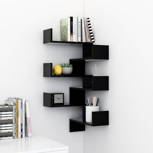 Schwarze Eckregale, 2er Set