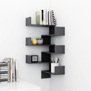Graue Eckregale für die Wand, 2er-Set