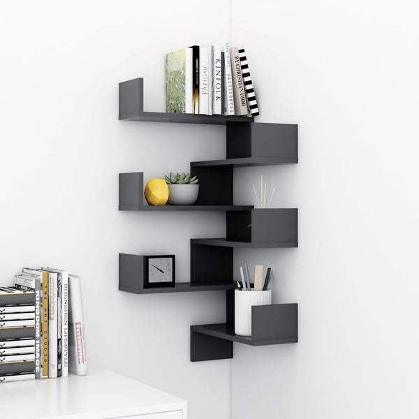 Graue Eckregale für die Wand, 2er-Set