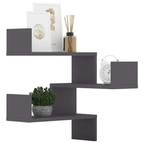 Graue Eckregale für die Wand, 2er-Set
