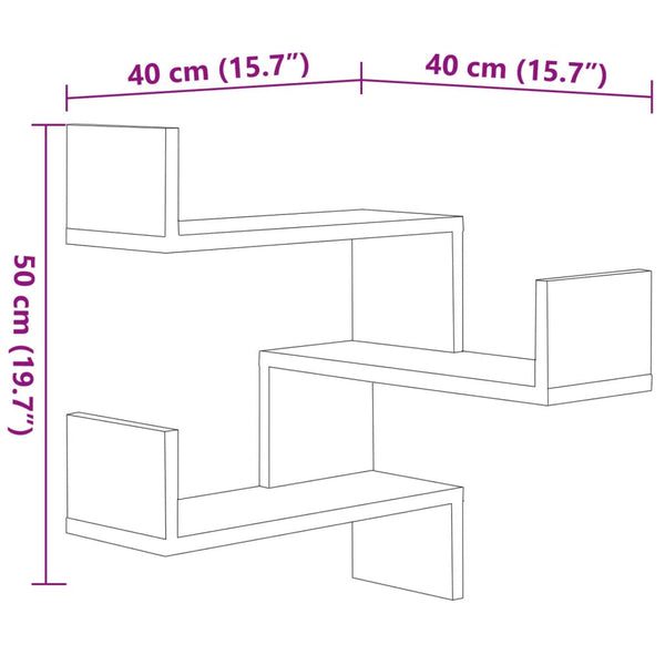 Graue Eckregale für die Wand, 2er-Set