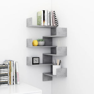 Betongraue Eckregale, 2er-Set
