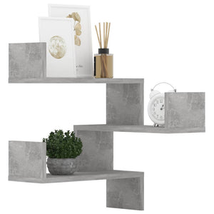 Betongraue Eckregale, 2er-Set