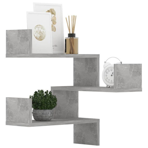 Betongraue Eckregale, 2er-Set