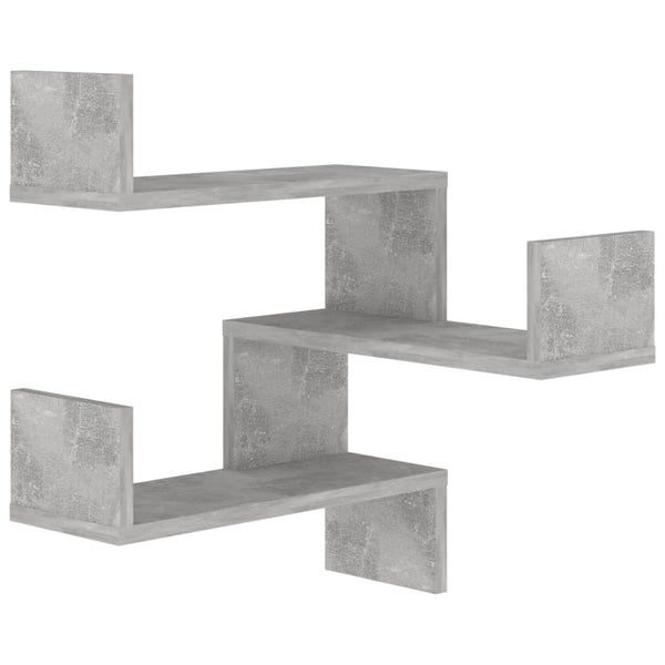 Betongraue Eckregale, 2er-Set