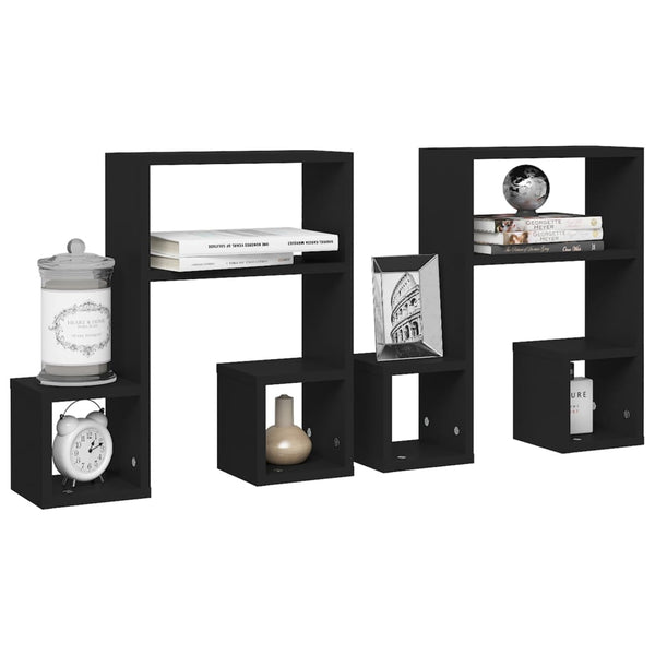 Schwarze Wandregale 2er Set 50x15x50 cm