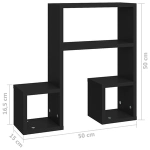 Schwarze Wandregale 2er Set 50x15x50 cm