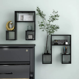 Schwarze Wandregale 2er Set 50x15x50 cm