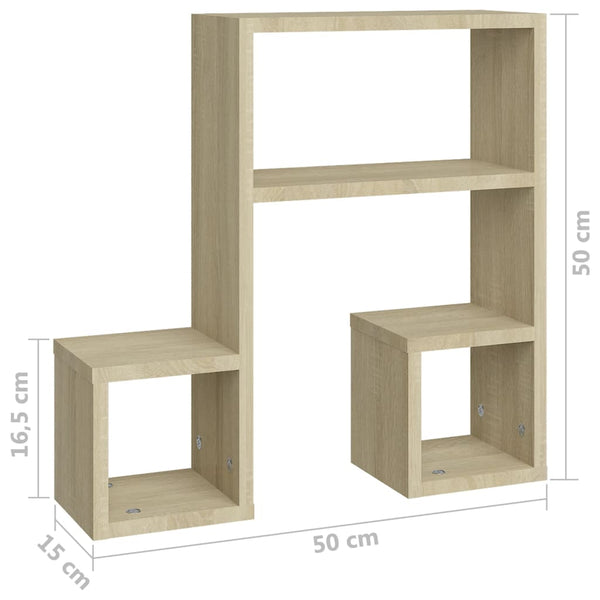 Wandregale Sonoma-Eiche 50x15x50 cm, 2er-Set