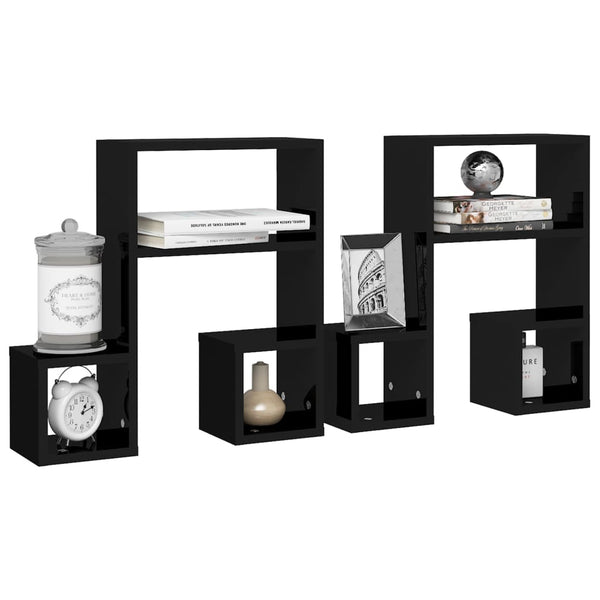Schwarze Wandregale, 2er Set, 50 cm