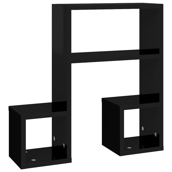 Schwarze Wandregale, 2er Set, 50 cm