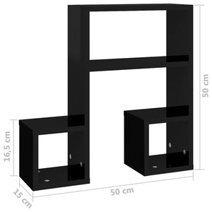 Schwarze Wandregale, 2er Set, 50 cm