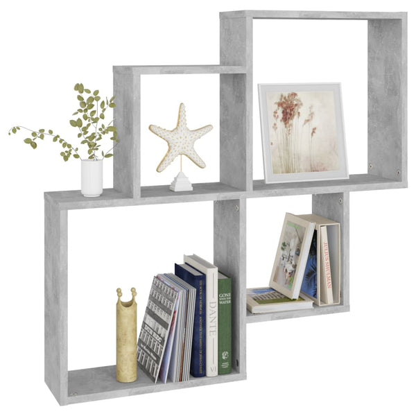 vidaXL Étagère cube gris béton 80x15x78,5 cm Bois d'ingénierie