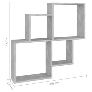 vidaXL Étagère cube gris béton 80x15x78,5 cm Bois d'ingénierie