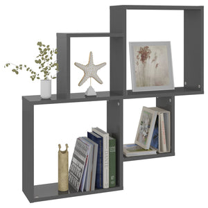 Hochglanz Würfelregal Grau, 80cm