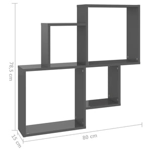 Hochglanz Würfelregal Grau, 80cm