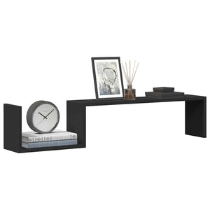 Schwarze Wandregale, 2er-Set, 100 cm