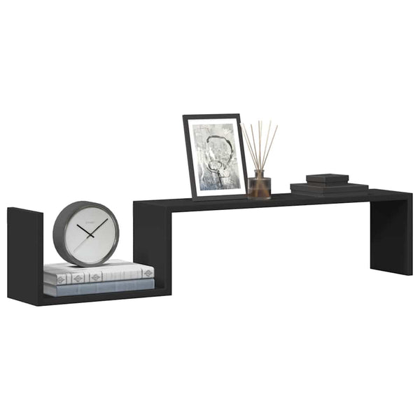 Schwarze Wandregale, 2er-Set, 100 cm