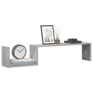 Betongraue Wandregale, 2er-Set