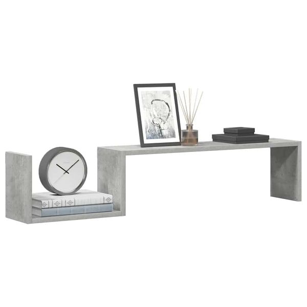 Betongraue Wandregale, 2er-Set