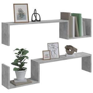 Betongraue Wandregale, 2er-Set