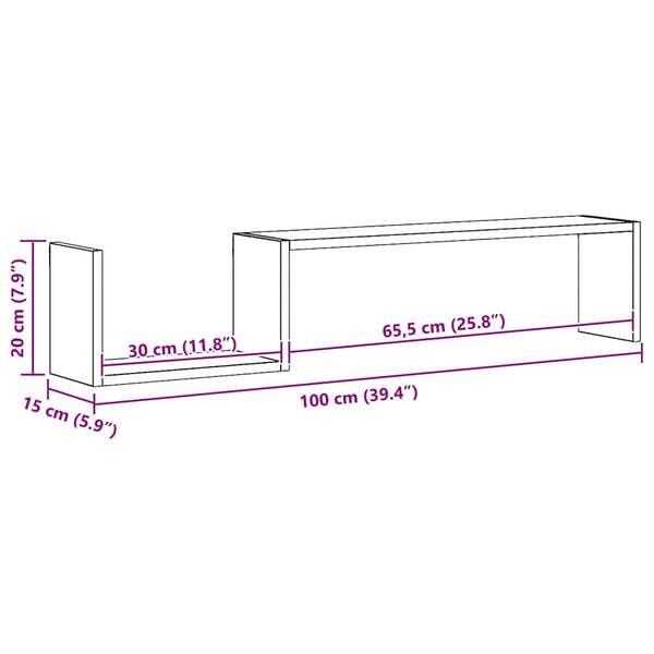 Betongraue Wandregale, 2er-Set