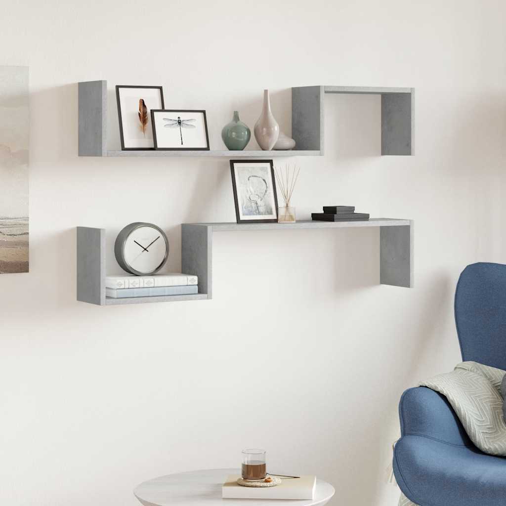 Betongraue Wandregale, 2er-Set