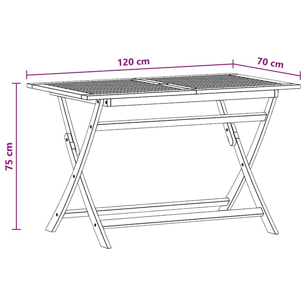Gartentisch Klappbar 120x70x75 cm Massivholz Eukalyptus