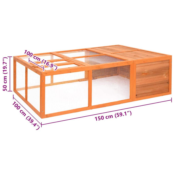 Garten-Tierkäfig 150x100x50 cm Massivholz Tanne