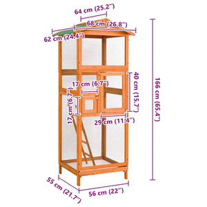 Vogelkäfig 68x62x166 cm Massivholz Fichte