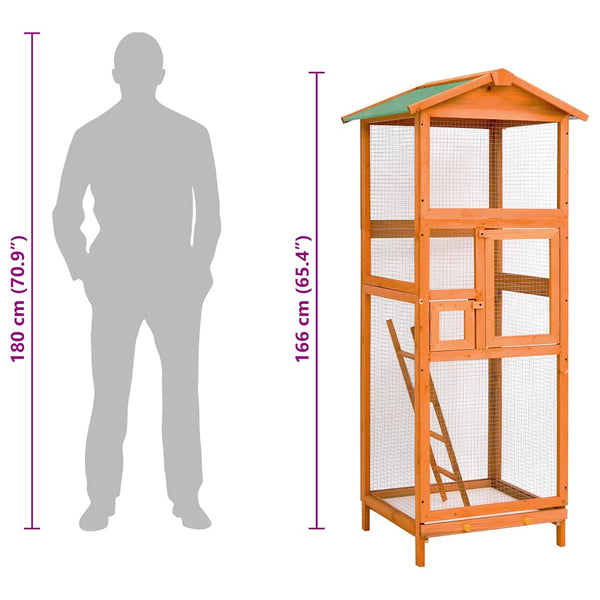 Vogelkäfig 68x62x166 cm Massivholz Fichte