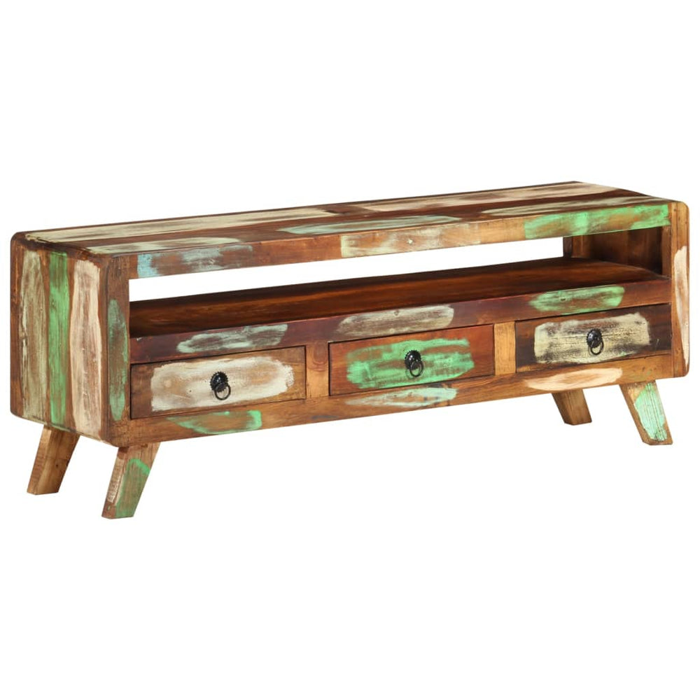 TV-Schrank Altholz Massiv Mehrfarbig 110 cm