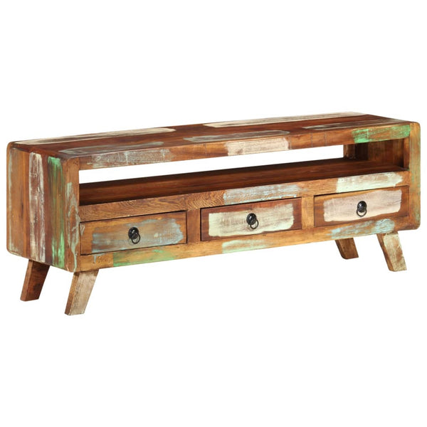 TV-Schrank Altholz Massiv Mehrfarbig 110 cm