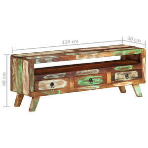 TV-Schrank Altholz Massiv Mehrfarbig 110 cm