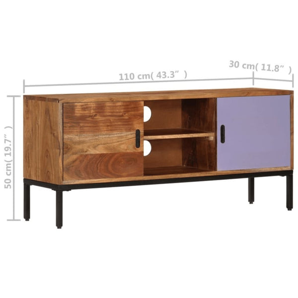 TV-Schrank Akazie Massivholz 110 cm Honigbraun/Grau