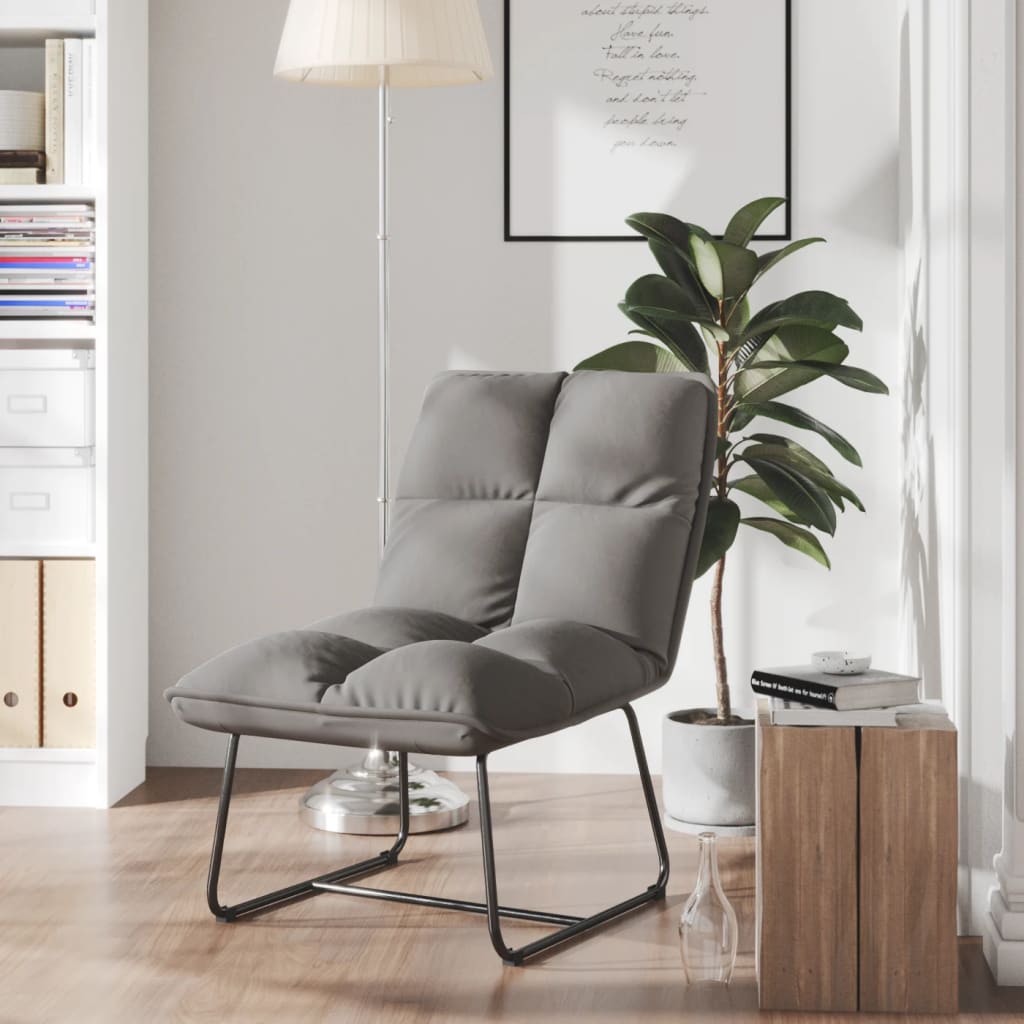 vidaXL Chaise longue avec cadre en métal Gris clair Velours