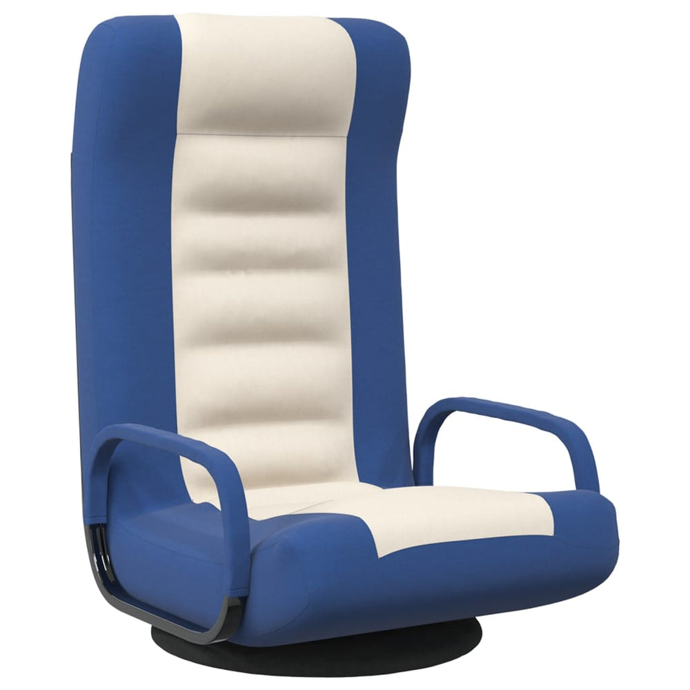 Drehbarer Bodenstuhl Blau/Creme Stoff