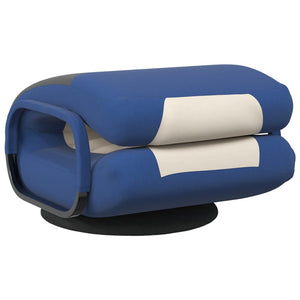Drehbarer Bodenstuhl Blau/Creme Stoff