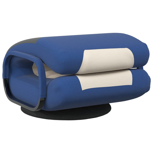 Drehbarer Bodenstuhl Blau/Creme Stoff