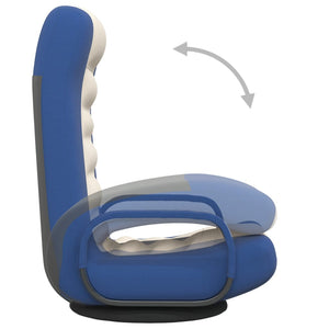 Drehbarer Bodenstuhl Blau/Creme Stoff
