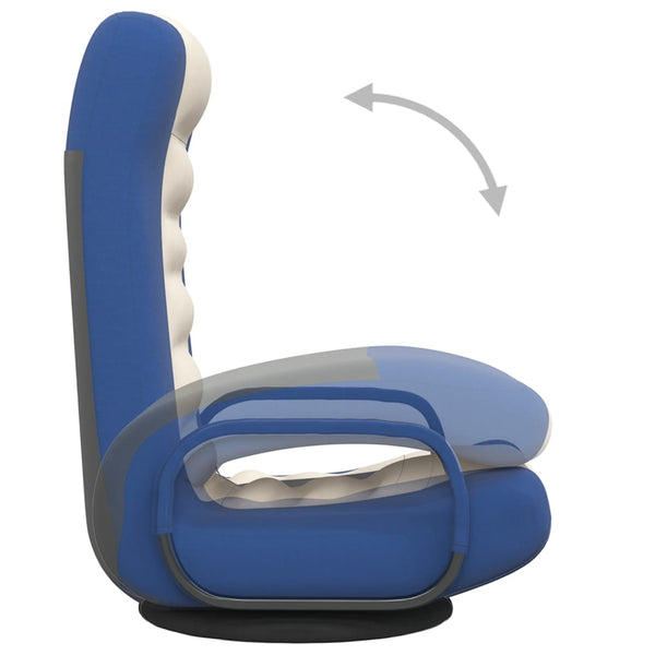 Drehbarer Bodenstuhl Blau/Creme Stoff