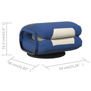 Drehbarer Bodenstuhl Blau/Creme Stoff