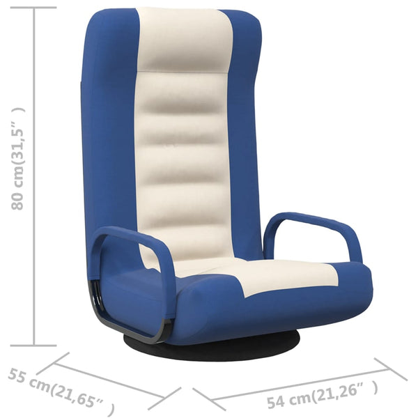 Drehbarer Bodenstuhl Blau/Creme Stoff