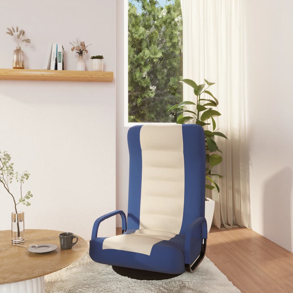Drehbarer Bodenstuhl Blau/Creme Stoff